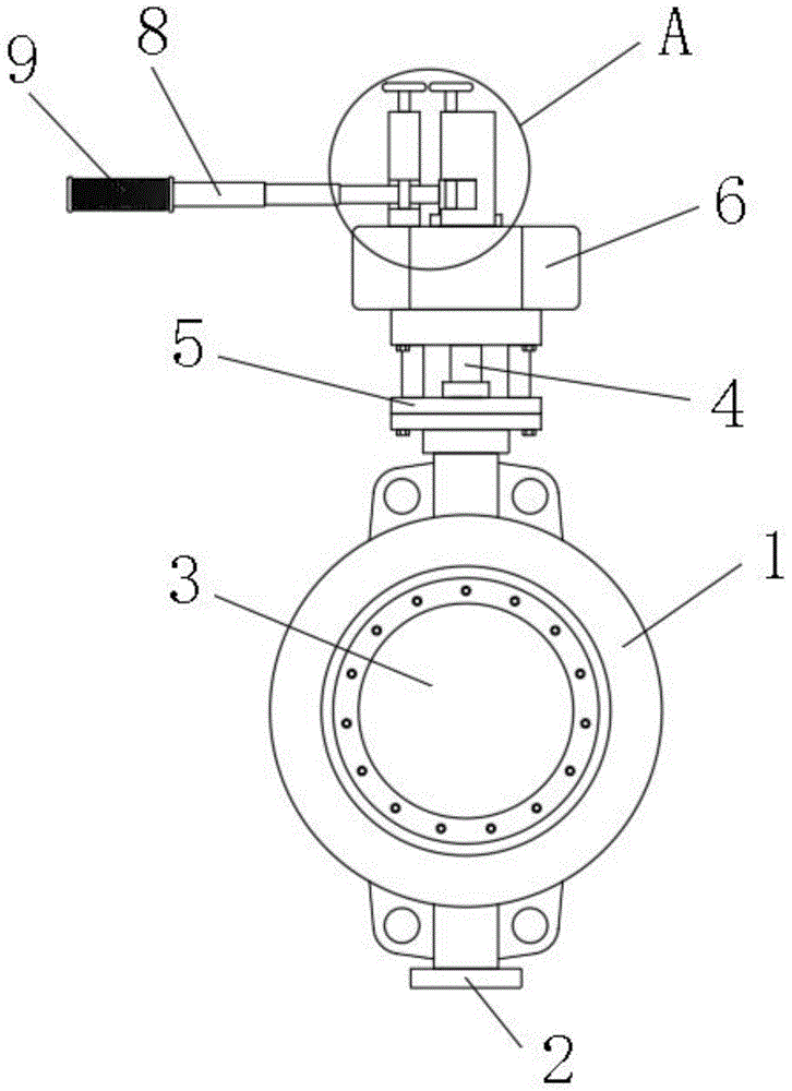 對夾式硬密封蝶閥的主視結(jié)構(gòu)圖